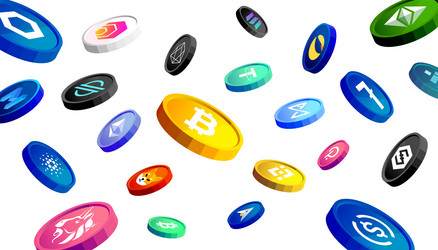 cryptocurrency coins banner concept vector