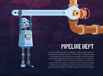 Robot Controls Pipeline Valve vector image