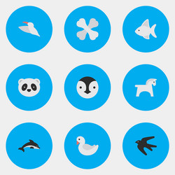 set of simple zoo icons vector image