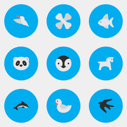 set of simple zoo icons vector