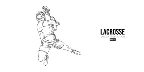 abstract silhouette of a lacrosse player on white vector