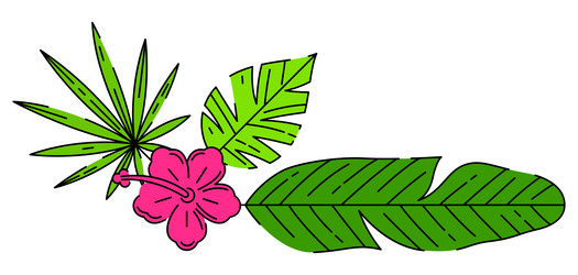 corner with stylized palm leaves decorative image Vector Image