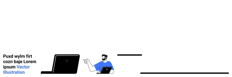 man giving presentation with laptop and pointer vector image