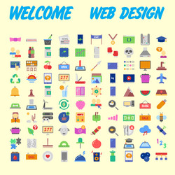 100 universal icons for web design on different vector image