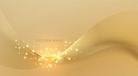 Abstract shiny color gold wave design element vector