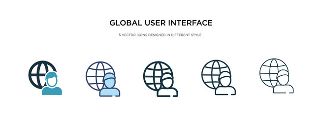 global user interface icon in different style vector image