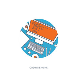 programmingcoding flat lined outline computing vector