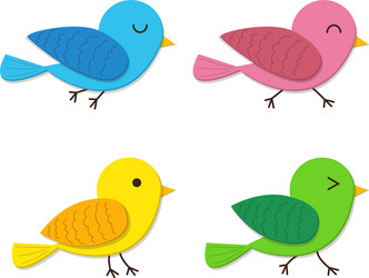 Set of happy baby bird in flat style vector