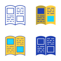 Printed magazine icon set in flat and line style vector