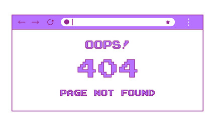 web browser window with 404 error in y2k style vector image