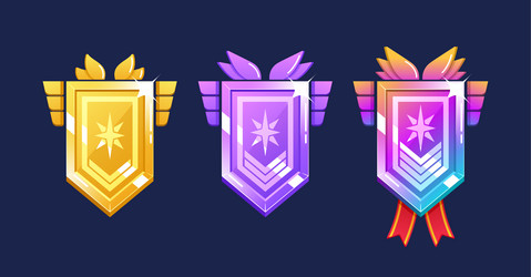 game level metallic ui icons gold platinum vector