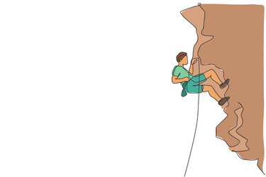 One single line drawing of young active man Vector Image