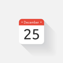 calendar icon with long shadow flat style date vector image
