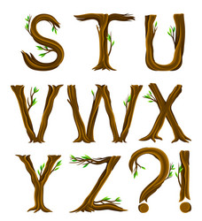 Tree Trunk Alphabet Font vector image