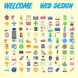 100 universal icons for web design on different vector image