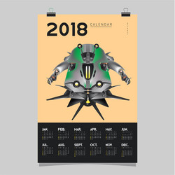 2018 calendar design template 3d realistic robot vector