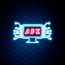 glowing neon line computer api interface icon vector image