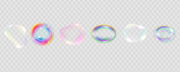 set of realistic colorful soap bubbles vector image