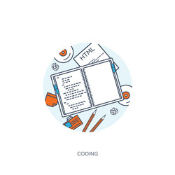 programmingcoding flat lined outline computing vector image