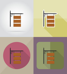 Wooden board flat icons 11 vector