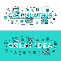 calculations and great idea heading title web vector