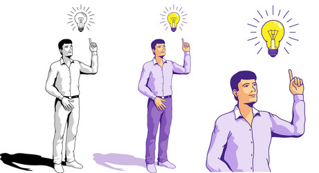 Idea - inspired man and light bulb vector