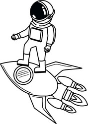 astronaut with spacesuit and rocket in white vector image