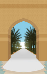 3d Illustration Gate Entrance Islamic Arabic Stock Illustration