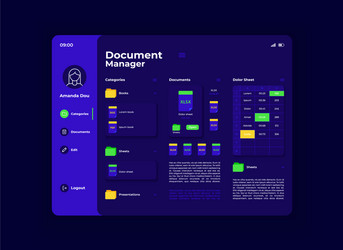 document manager tablet interface template vector