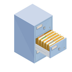 folder in the archives opened drawer with folders vector image