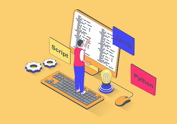 Isometric Coding Scene vector image