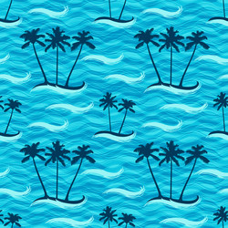Tropical Palm Beach Seamless Pattern Vector Image