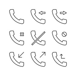 Editable set icon of telephone call vector