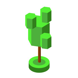 green isometric tree element for game design vector image