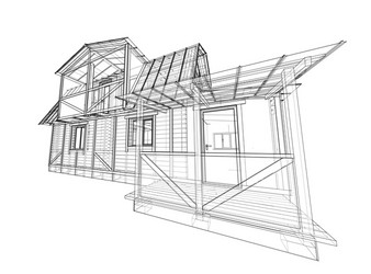 house sketch rendering 3d vector