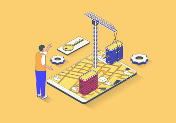 real estate concept in 3d isometric design vector