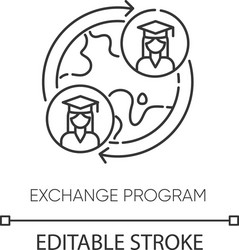 student exchange program pixel perfect linear icon vector