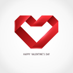 heart ribbon origami logo Vector Image