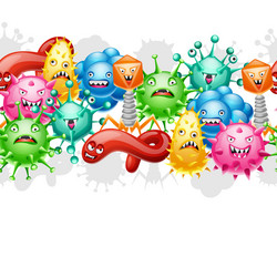 Background with little angry viruses Royalty Free Vector