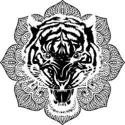 Tiger Head Mandala Silhouette Vector Image