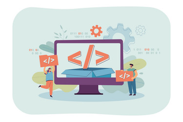 tiny people using open source platform vector image