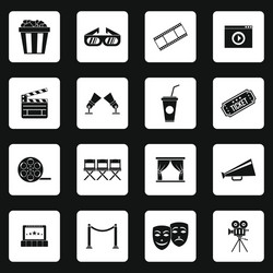 cinema icons set simple style vector