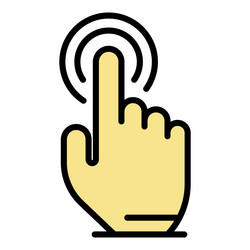 cursor finger click icon color outline vector image