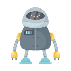 Funny robot metal character with limbs and face vector