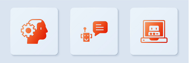 set bot humanoid robot and creating white square vector image