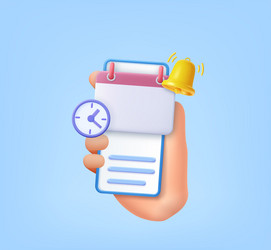 3d reminder in calendar on mobile phone vector image