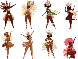 Brazilian samba dancers isolated on white Vector Image