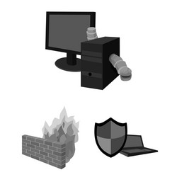 hacker and hacking monochrome icons in set vector image