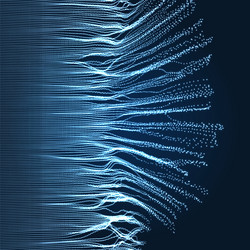 array with dynamic emitted particles 3d vector image