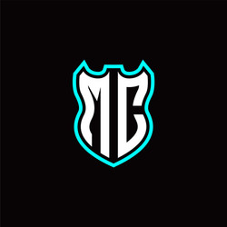 m c initial logo design with shield shape vector image